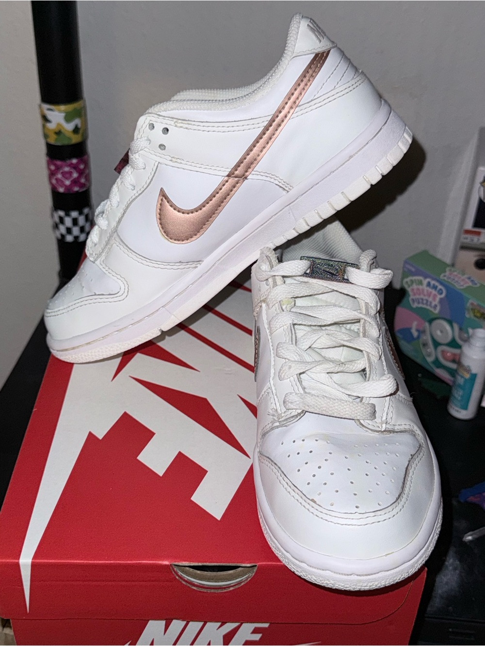 Nike Dunk Low White Rose Gold Sneakers DH9765-100 Size 7Y